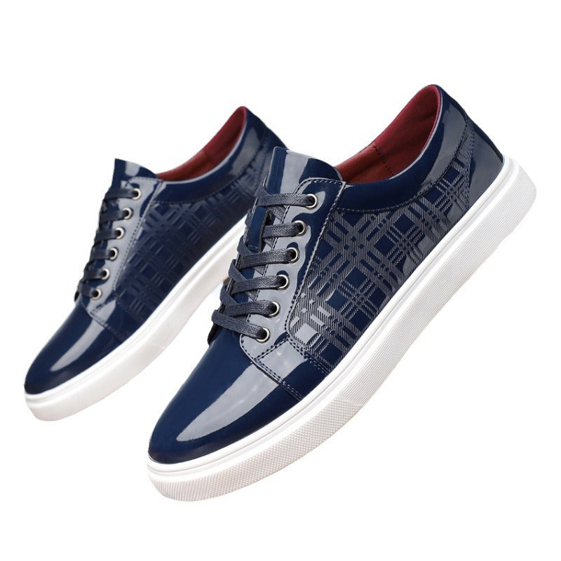 Men's Formal Fashion Pointed-Toe Patent Leather Low-Top Business Casual Shoes with Laces and Shiny Finish for Men 2501