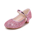 Children's High Heels Women's Shoes New Fashion Students Silver Sequins Performance Shoes Women's Etiquette Flower Children's Shoes