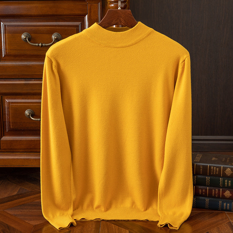 Autumn and winter semi-high collar men's pullover base sweater casual business loose fashion solid color long sleeve Andy velvet sweater