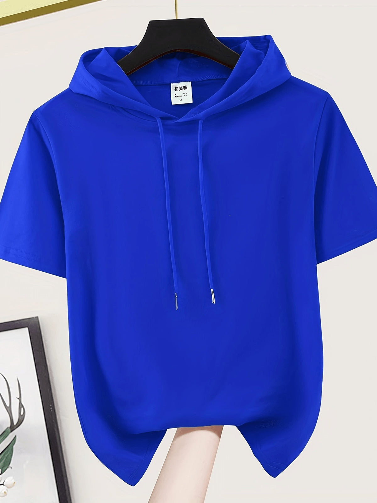 Cross-Border Amazon European and American Fashion Elegant Short-Sleeved Women's Short Hooded Sweatshirt