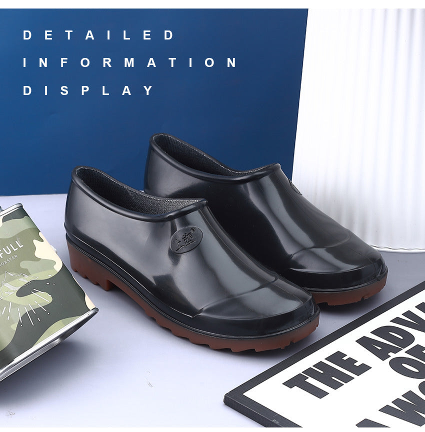 Men's Fashion Low-rise Rain Boots Thickened Sports Non-slip Rain Boots Thick Bottom Heightened Fishing Waterproof Hiking Shoes for Men