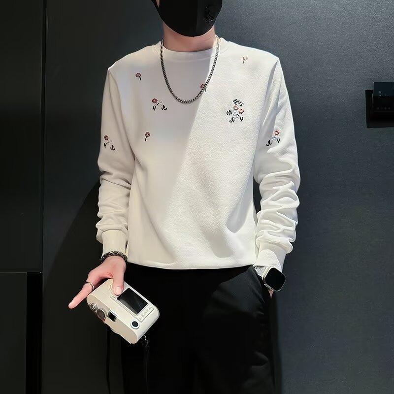 Early Autumn Sweatshirt Men's Coat Korean Long Sleeve T-Sleeve 2024 New Spring and Autumn Fashionable Brand Pi Shuai Fried Street Embroidered Clothes