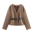 Za Export Wholesale European and American Style French Women's Clothing Belt Soft V Neck Long-Sleeved Jacket 1255837