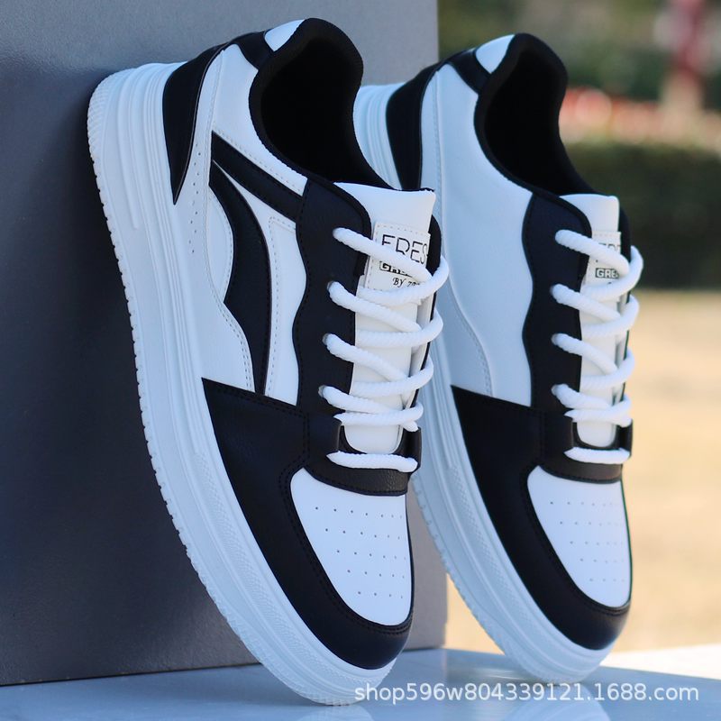 Spring Trendy Brand Men's White Sneakers, Light Luxury Niche Thick-Soled Sports Casual Shoes, Men's Casual Versatile Breathable Sneakers