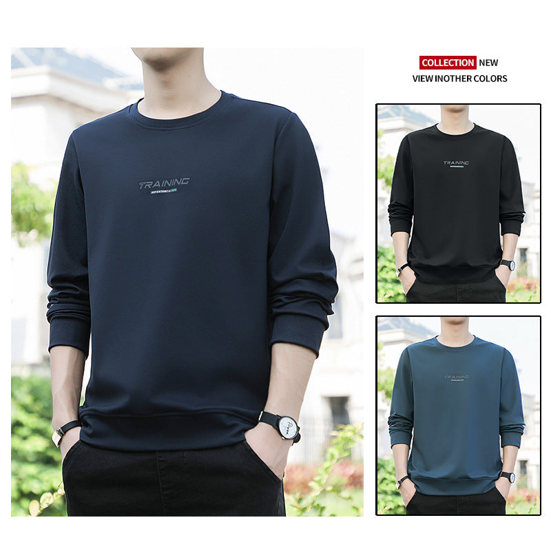 Sweater Men's Spring and Autumn New Cotton Loose Casual Long-sleeved T-shirt Men's Trendy All-match Base Shirt Top