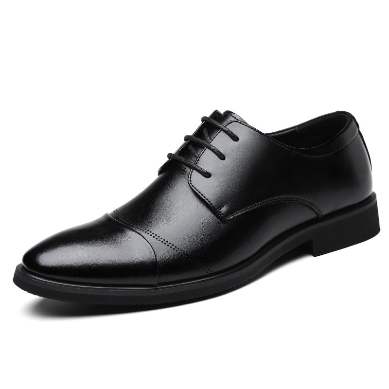Men's Leather Shoes for Autumn Business Formal Wear British Style Genuine Leather Invisible Inner Heightening Suit Wedding Groom's Shoes Are Comfortable and Versatile