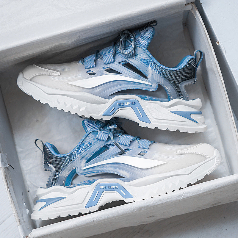 2025 New Summer Men's Sports Shoes for Students, Breathable Mesh Popular Mecha Hollow Frame Casual Sports Shoes