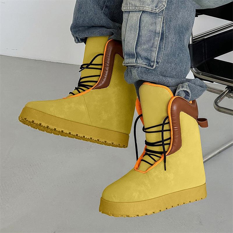 Cross-border 2025 New Men's Shoes Autumn High-top Niche Gypsum Boots Thick Sole Bread Casual Boots Y01