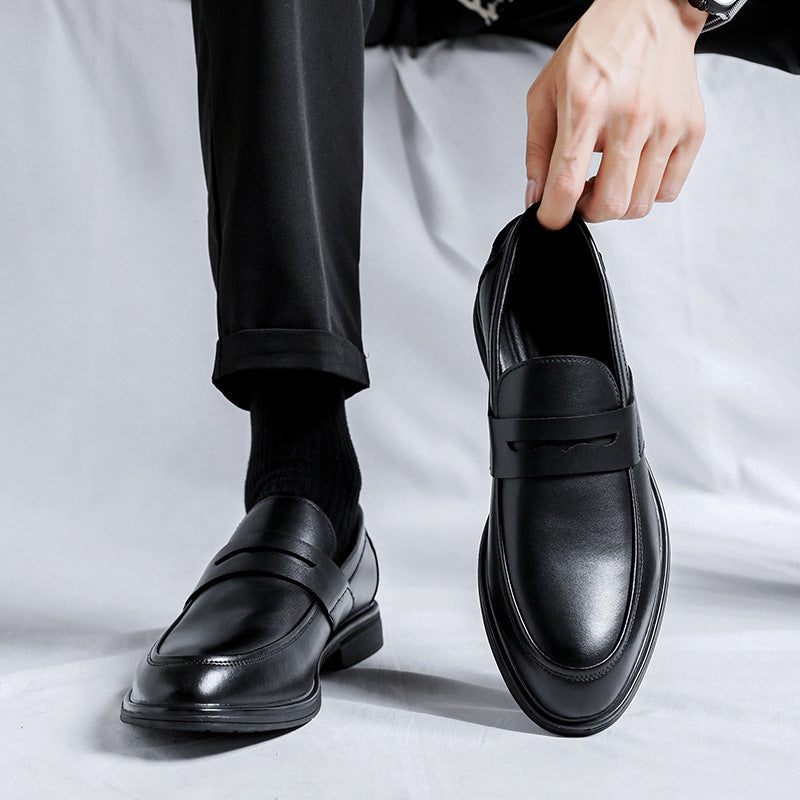 National Trendy Simple Retro Fashion Men's Slip-on Loafers 2023 Summer New Youth All-match Casual Leather Shoes