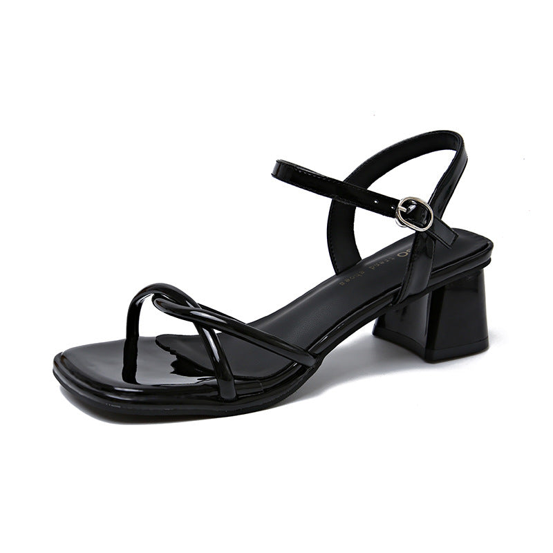 Lady Shoes Silver High Heels 2025 Summer New Style French Style Matching Skirt Not Tiring Feet Super Beautiful Medium Heel Sandals