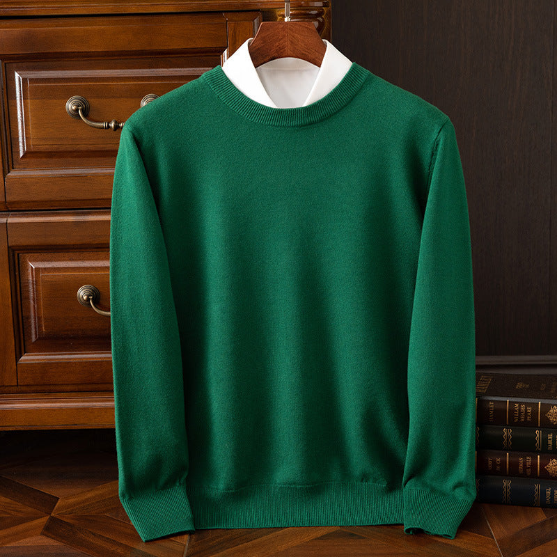 Autumn and Winter Classic Round Neck Men's Pullover Base Shirt Casual Business Knitwear Loose Fashion Solid Color Long Sleeve Sweater