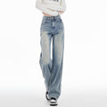 Light Blue Wide-Leg Jeans for Women, Spring 2026 New Style, Petite High-Waisted Slimming Drapey Narrow Straight-Leg Pants