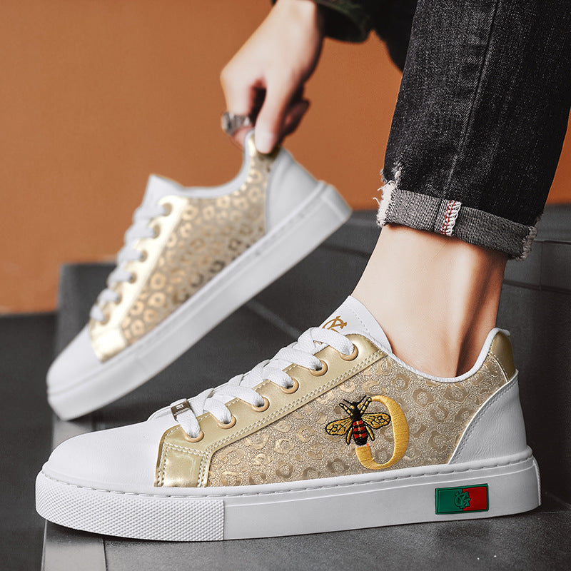 Spring Men's Fashion Embroidered Trendy Sneakers Versatile Comfortable Classic Student Low-Top Round-Toe Casual Shoes