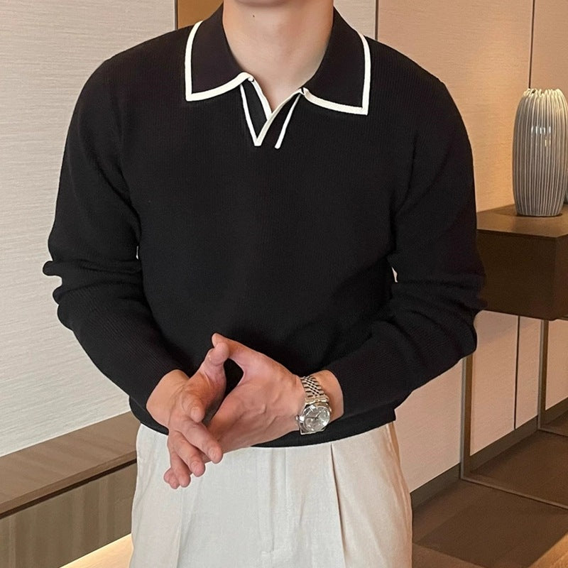 Light Mature Style Casual Lapel Sweater Men's Trendy Brand New Style Men's Warm Top for Autumn and Winter 2024