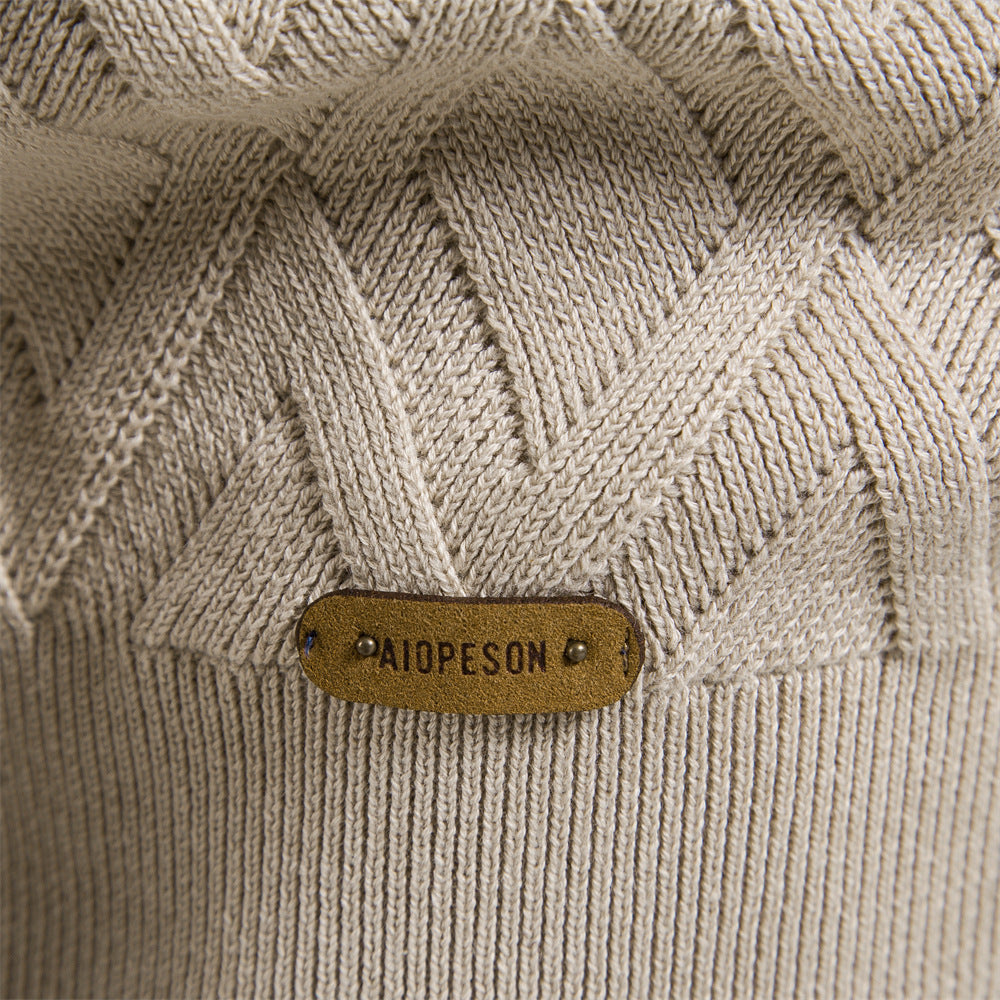 Men's Sweater Men's New Pure Cotton Sweater Men's High Quality Autumn and Winter Sweater 2024 Pullover Solid Color Cross-Border