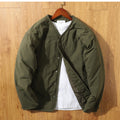Japanese Retro Collarless Quilted Jacket Men's Windproof Workwear Layered V-Neck Snap Cotton Coat Men