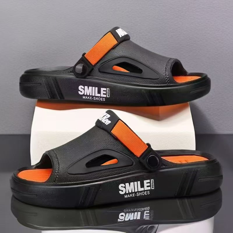 Summer Slippers Men's Non-Slip Wear-Resistant Shit Driving Sandals Outdoor Sports Fashionable Thick-Sole Beach Sandals