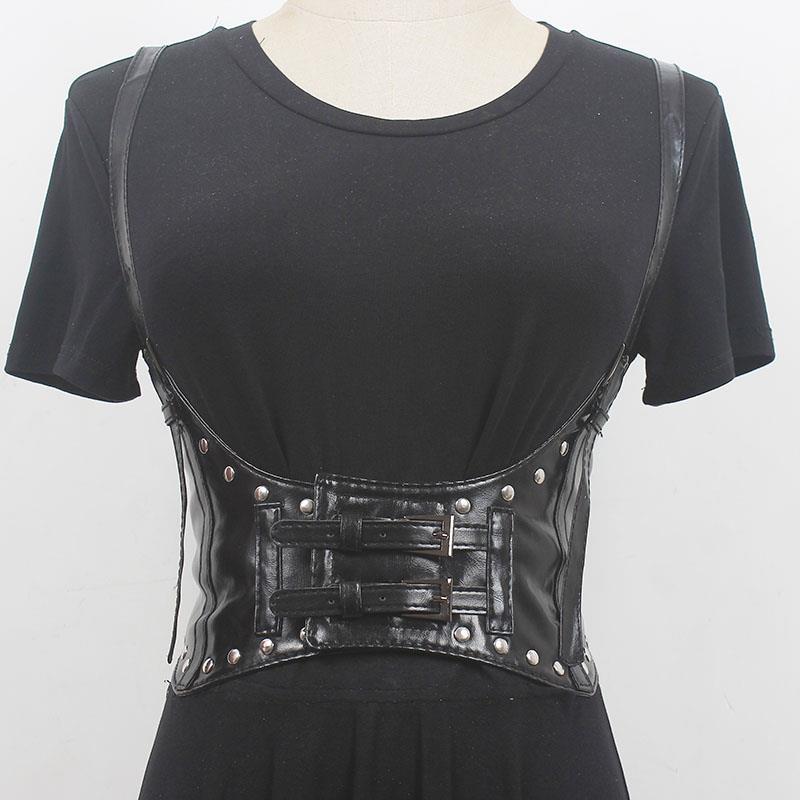 All-match decorative vest strap elastic wide belt women's leather vest camisole waist seal lolita