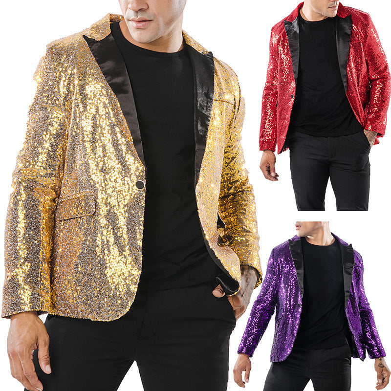 European and American Performance Suits, Gold Sequin Suits, Korean Suits, Nightclub Men's Clothing, Host Emcee Studio Jackets