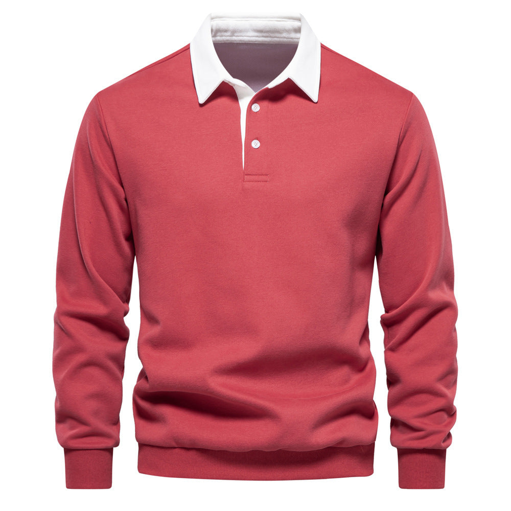 2024 Casual Sweatshirt New Trendy High-Quality Men's Sweatshirt Long-Sleeved Men's European Size Polo Collar Versatile Autum