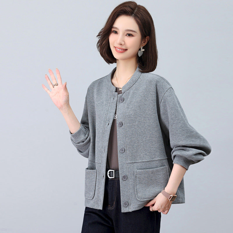 Women's Sweater 2025 New Casual Explosions Cardigan Middle-aged Mother Sports Coat Spring and Autumn Thin Hooded Top