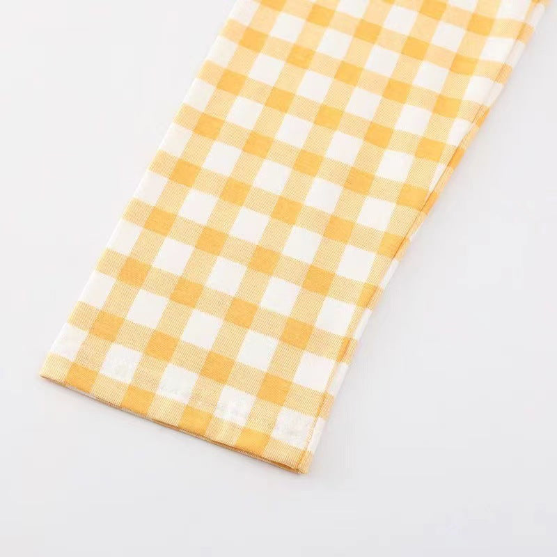 New Pajamas for Women, Long-Sleeved Pants, Unprinted Japanese Style Plaid, Loose, Large Size, Can Be Worn Outside, Pure Cotton Home Clothes Set for Women