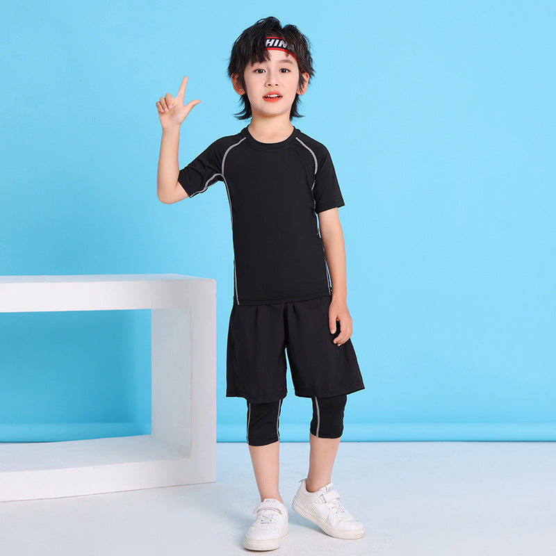 Children's Jump Rope Competition Quick-Drying Training Suit Custom Set, Tight-Fitting Clothing for Running, Football, Basketball, Comfortable Sportswear