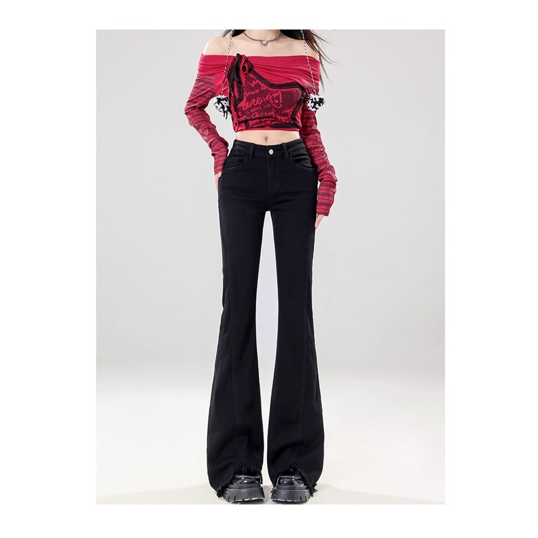 Petite Women's 2025 New High-Waisted Versatile Slim-Fit Stretchy Flared Jeans for a Trendy Look