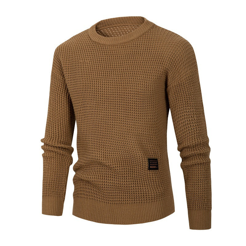 Amazon 2024 New Autumn and Winter Men's Crewneck Sweater Men's European and American Solid Color Base Sweater Fashion Top
