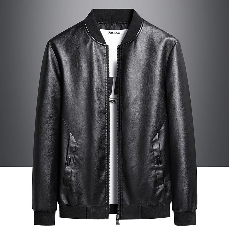Foreign trade leather coat men's autumn new PU leather coat middle-aged men's thin leather jacket casual dad jacket men