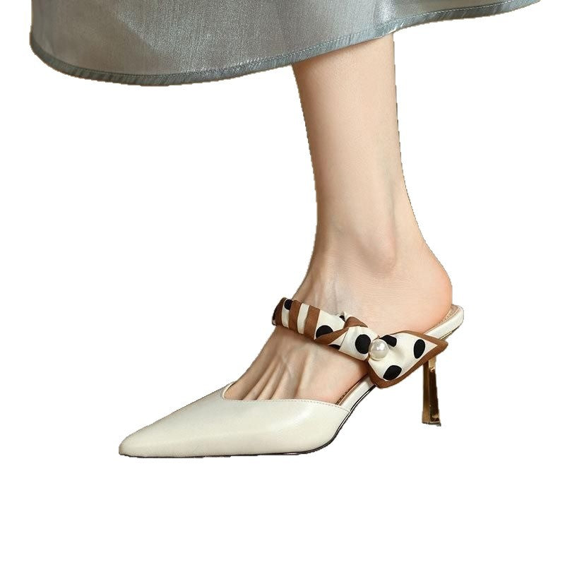 In Stock, One-Piece Dropshipping~ Women's Pointed-Toe High-Heeled Mules with Thin Heels, Medium Heels, Fashionable and Versatile Lazy Slippers