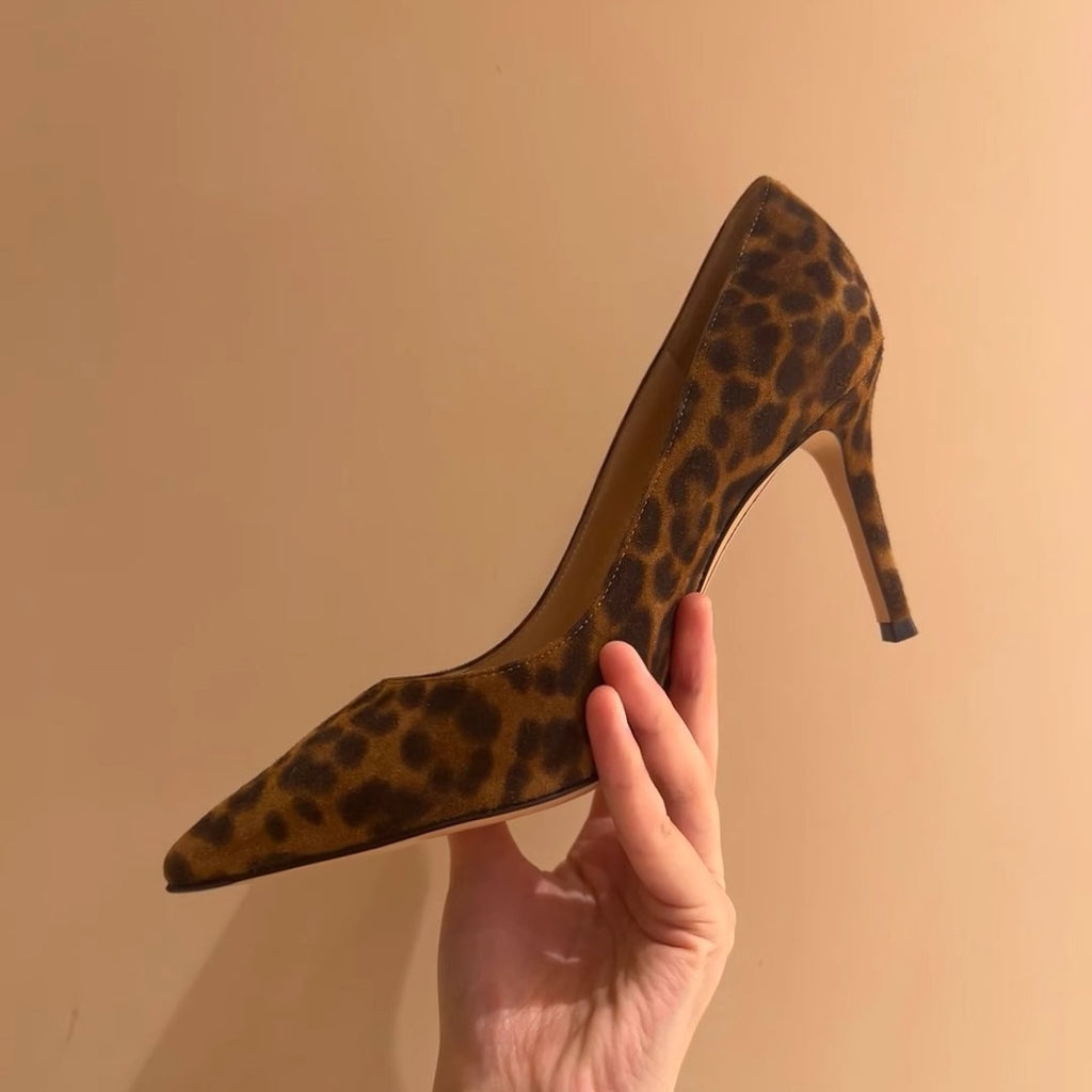 French-Style Leopard Print Pointed-Toe High Heels for Women, Thin Heels, 2026 New Model, Simple and Elegant, Suitable for Pairing with Dresses, Sexy Shallow Mouth Design, Stylish Single Shoes