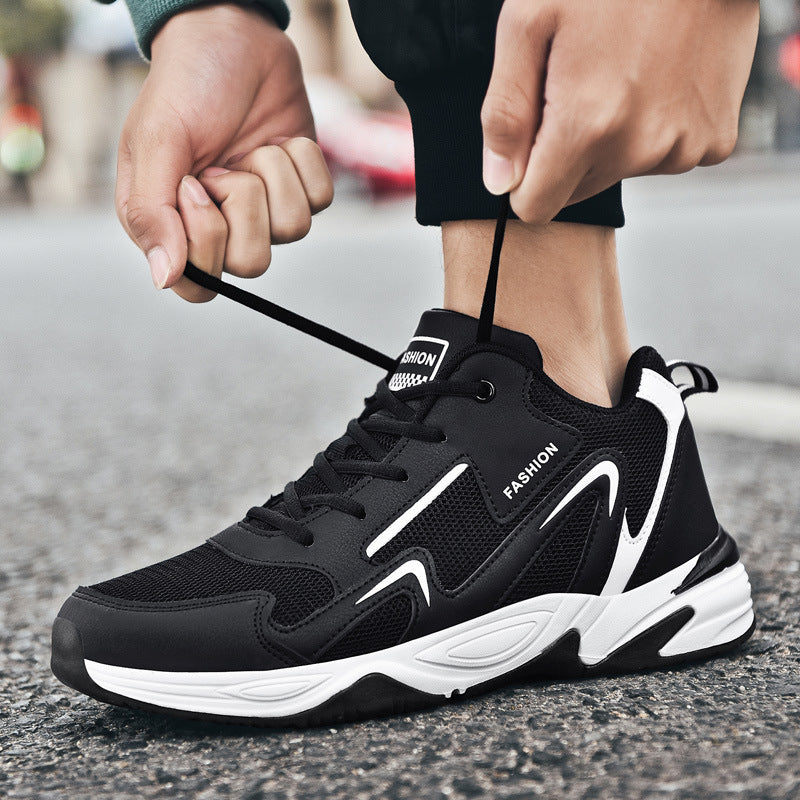Breathable Mesh Sneakers Trendy Men's Shoes Size 47-48 Dad Shoes White Versatile Men's Sneakers