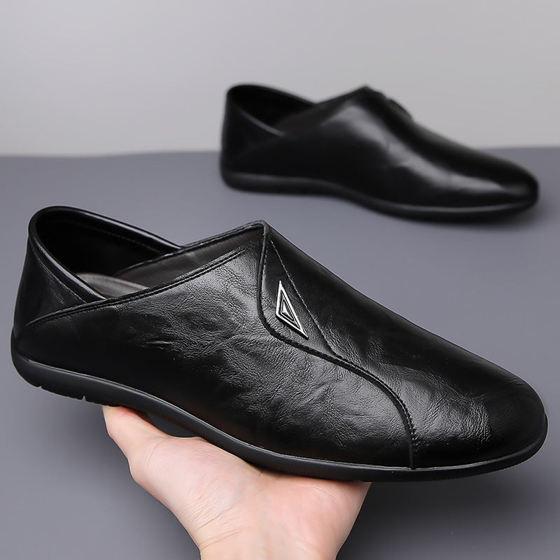 2025 New Casual Loafers Leather Shoes Men's Autumn Genuine Leather Breathable Business Formal Men's Shoes Soft Sole Beanie Shoes