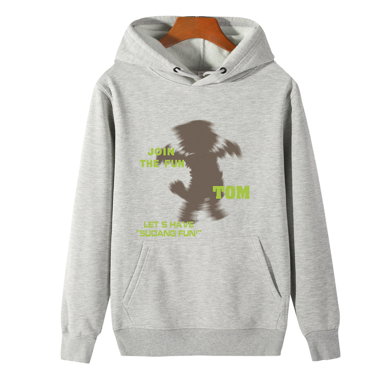 American Style Retro Trendy Fun Printed Hooded Sweat Autumn and Winter fleece-lined Loose Casual Hooded Top