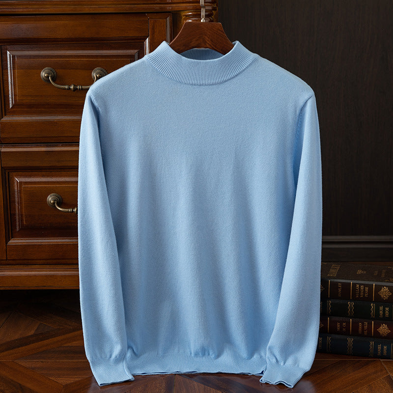 Autumn and winter semi-high collar men's pullover base sweater casual business loose fashion solid color long sleeve Andy velvet sweater