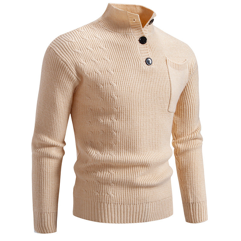 Sweater Men's Autumn and Winter Loose Warm Thick Line Semi-turtleneck Knitted Sweater Base Loose Coat Sweater in stock Hair