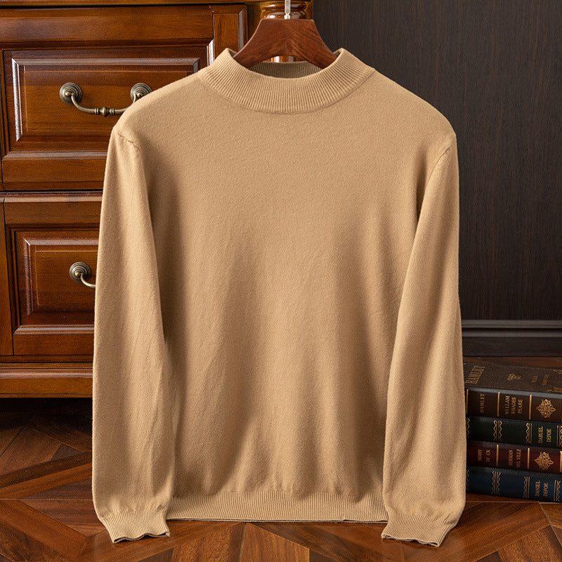 Autumn and winter semi-high collar men's pullover base sweater casual business loose fashion solid color long sleeve Andy velvet sweater