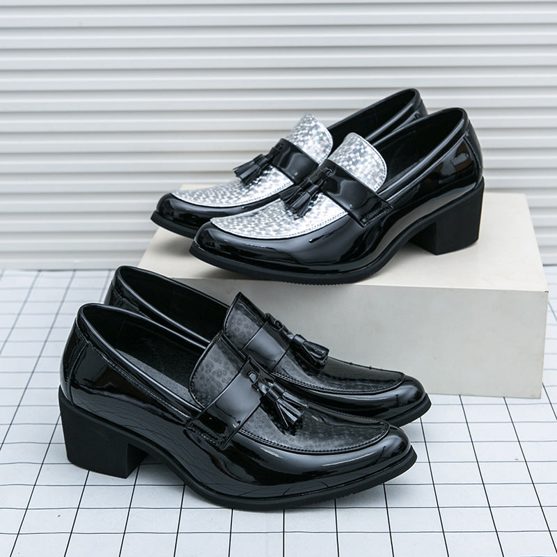Men's Loafers Cross-border plus size New Style Leather Shoes Fashion Men's High Heeled Shoes Trendy Business Casual Leather Shoes
