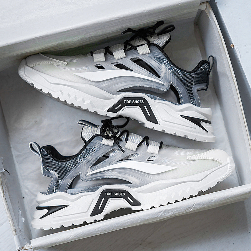 2025 New Summer Men's Sports Shoes for Students, Breathable Mesh Popular Mecha Hollow Frame Casual Sports Shoes