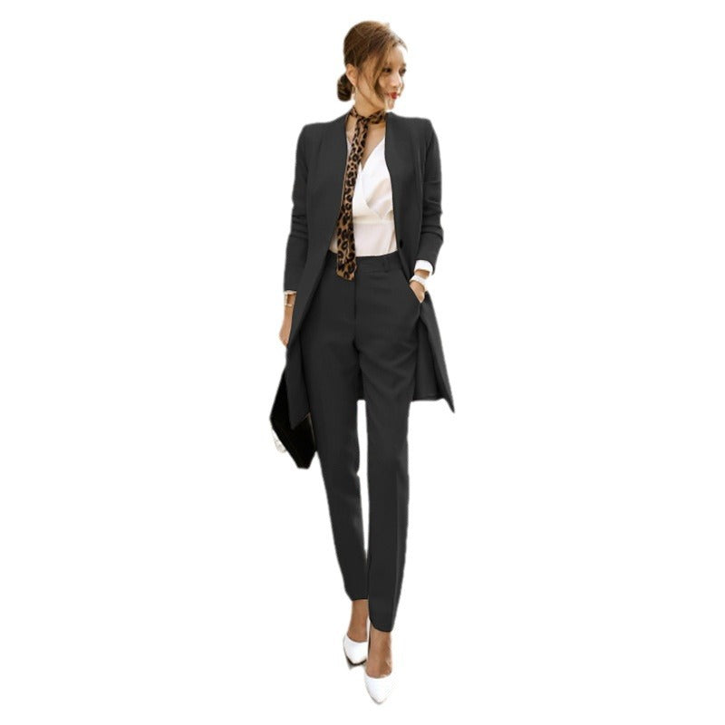 Foreign trade 2022 women's professional suit new long suit jacket slim suit + trousers