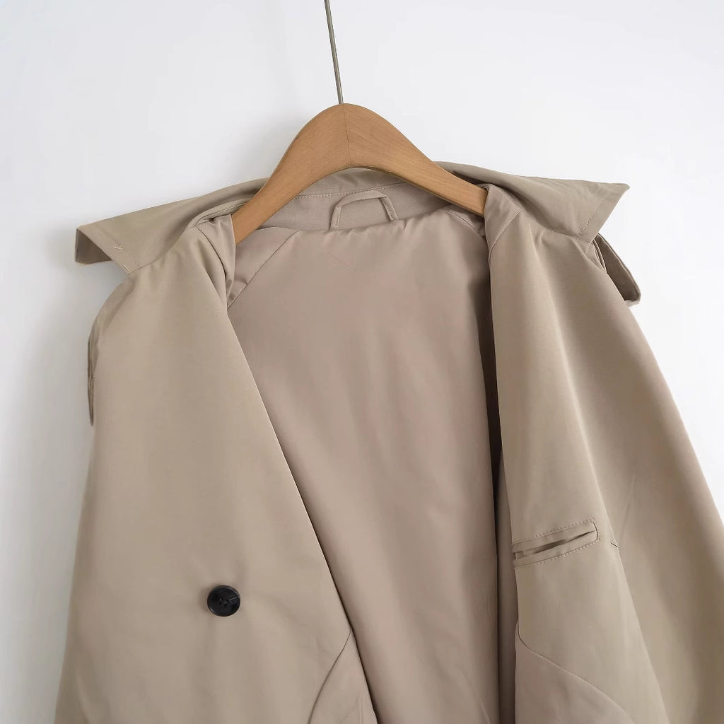 Za Cross-Border Women's Clothing Wholesale European and American Style Lapel Fashion Versatile Double-Breasted Short Windbreaker Jacket 0518248
