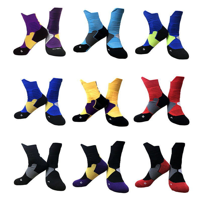Mid-Calf Non-Slip Breathable Basketball Socks Customized Children and Adults Color Matching Simple Sports Socks Professional Training Equipment Wholesale