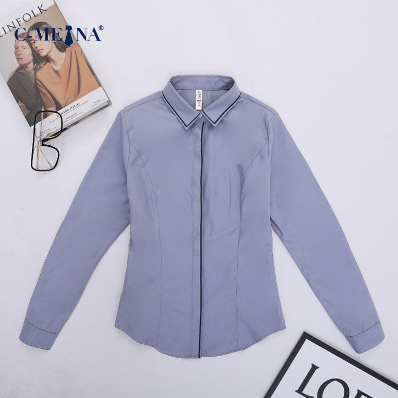 Summer New Women's Long-Sleeved Women's Shirts, Feminine Work Clothing, Slim Fashion, Bamboo Fiber Shirts, Tops, Formal Wear