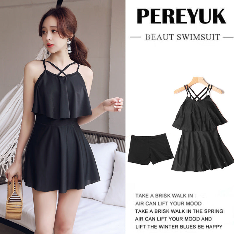 2026 Women's Two-Piece Swimwear, Large Size, Conservative, Slimming, Tummy-Covering, Sexy, Fashionable, Hot Spring Student Swimwear Wholesale