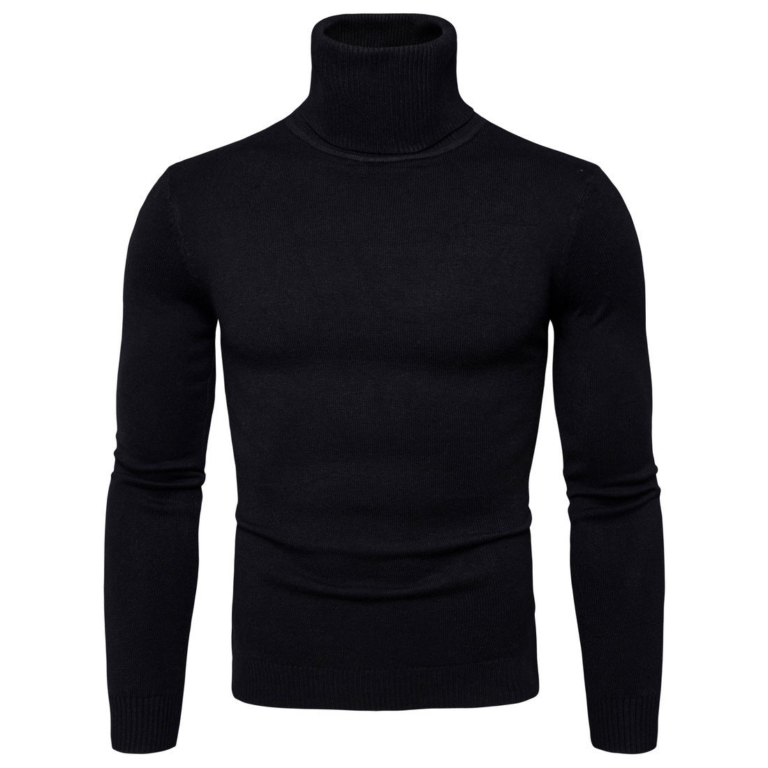 Amazon foreign trade autumn and winter new men's solid color slim turtleneck sweater sweater plus size men's pullover base shirt