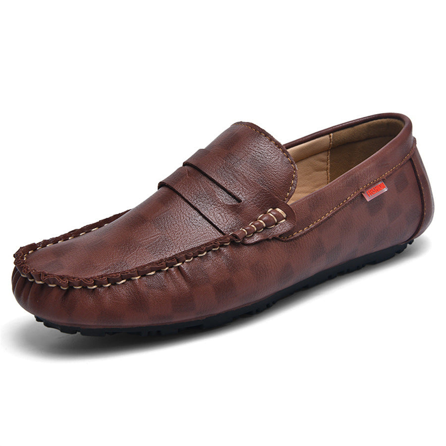 Men's Breathable Loafers 2025 New Trendy Korean Style Genuine Leather Slip-On Soft Sole Casual Shoes