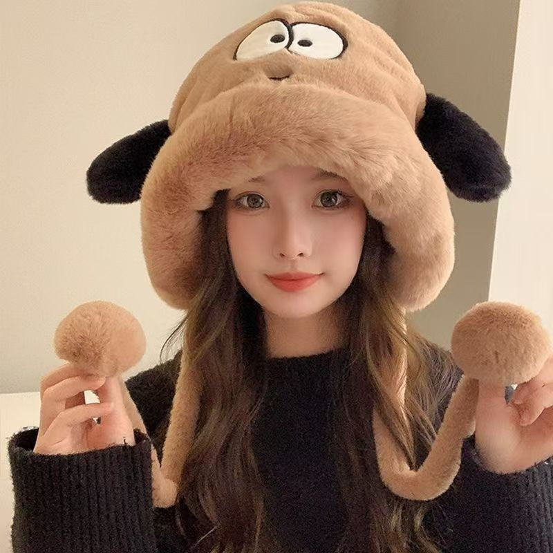 Autumn and Winter Plush Lei Feng Hat Versatile Ear Protection Cold-Proof Warm Hat Cycling Face-Slimming Korean Version Thickened Women's Landlord Hat