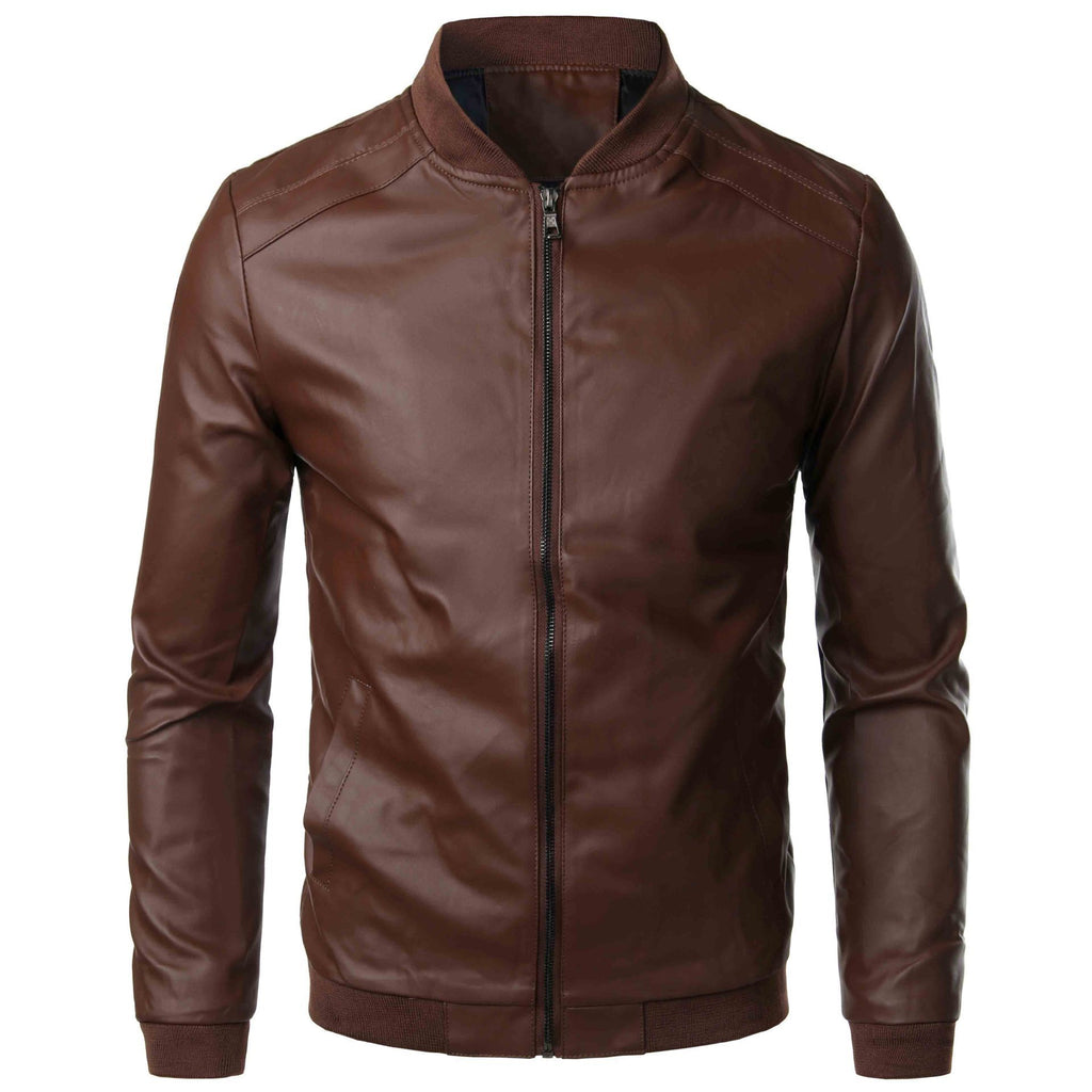Men's Leather Jacket 2026 Foreign Trade Men's Clothing Large Size Leather Coat Winter Men's Pu Leather Jacket Baseball Collar Leather Jacket Coat