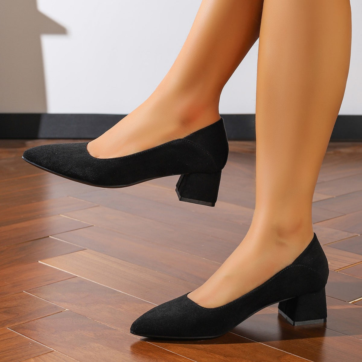 French High-End Thick-Heeled High-Heeled Shoes, Popular Summer Style, Comfortable Stewardess Shoes for Women Who Stand for a Long Time Without Getting Tired, Professional Work Shoes for Women